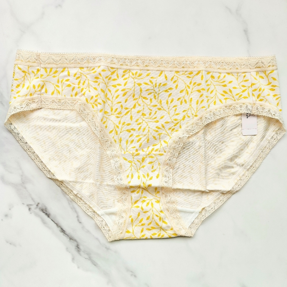 NWT SOMA COTTON MODAL HIPSTER PANTY IN FLEUR VINE MID WS/LIME SIZE S/M/L/XL